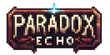 Logo des Spieleverlags Paradox Echo auf schwarzem Hintergrund. Das Logo zeigt den Schriftzug „PARADOX ECHO“ in einer stilisierten, hellen Serifenschrift, eingefasst von einem dekorativen Rahmen in rötlichen und kupferfarbenen Tönen. Über der Mitte des Logos befindet sich ein leuchtender, blauer Kristall oder Stern, der einen Lichtschein ausstrahlt und den Fantasy-Charakter des Designs unterstreicht. Die Gestaltung vermittelt eine mystische Atmosphäre und passt zum visuellen Stil von Fantasyspielen.